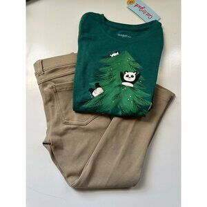 Cat & Jack Little Girls Long Sleeve and IZOD Legging pants Set size XS (4/5)